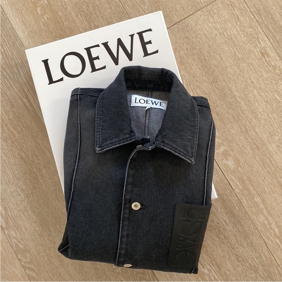 LOEWE ANAGRAM WORKWEAR JACKET, washed black denim, size 46, NWT - Picture 3 of 14
